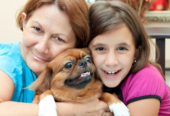 Mother and Daughter with new pet